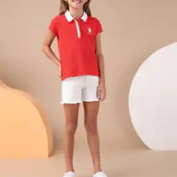 Girls Logo Print Relaxed Fit Polo T-Shirt-picture-44
