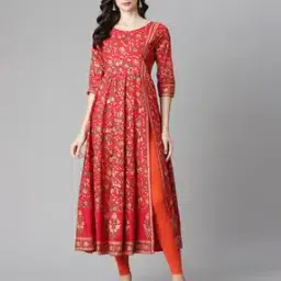 Floral Slit Kurta with Churidars-image-26