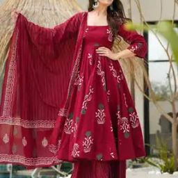 Women Floral Print Anarkali Kurta Set-image-86