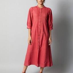 Mandarin-Collar Shirt Dress with Pintuck Detail-image-45