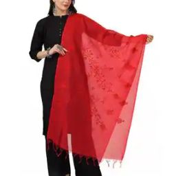 Embroidered Cotton Dupatta with Tassels-picture-31