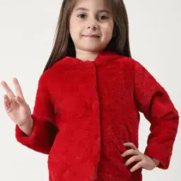 Girls Hooded Jacket with Button Closure-image-2