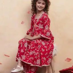 Girl Floral Print 3-Piece Kurta Set-image-30