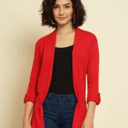 Front-Open Shrug with Roll-Up Tab Sleeves-picture-5