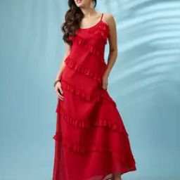 Women Scoop Neck Strappy Sleeves Dress-image-57