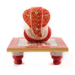 Ridhi Sidhi with Swastik on Marble chowki-0