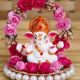 Lord Ganesha Idol on Decorative Handcrafted Plate-image-99