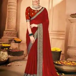 Women Georgette Saree with Lace Border-image-38