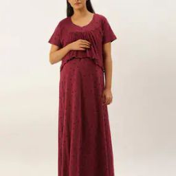 Micro Print Round-Neck Nighti-image-53