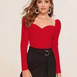 Women Relaxed Fit Top with Sweetheart Neck-image-27