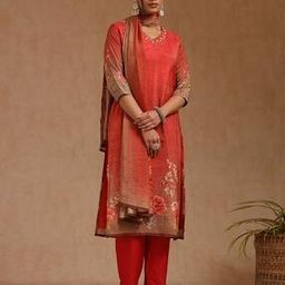 Women V-Neck Straight Kurta Set-image-55