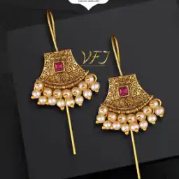 Women Gold-Plated Stone-Studded Beaded Ear Cuffs-20