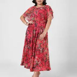 Girls Floral Print Fit & Flare Dress-image-72
