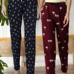 Women Pack of 2 Printed Straight Fit Pyjamas-25
