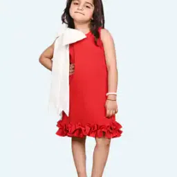 modish Girls A-Line Dress with Bow Applique-picture-13