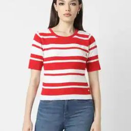 Women Striped Regular Fit Top-image-2