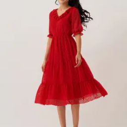 Chevrons Print Fit and Flare Dress-52