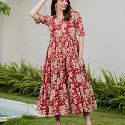 mizaz Women Floral Fit and Flare Dress-picture-11
