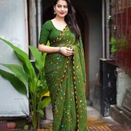 Women Traditional Saree with Unstitched Blouse Piece       -image-44