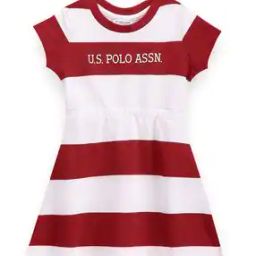 Girls Striped Round-Neck A-Line Dress-image-64