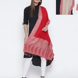 Paisley Printed Reversible Stole with Tasseled Border-image-2