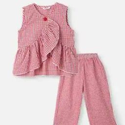 Girls Checks Pants With Top Sets-image-49