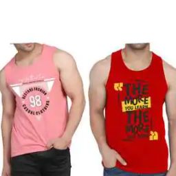 Men Pack of 2 Typographic Print Sleeveless Vests-image-12