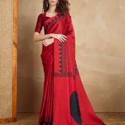 Women Design Satin Ajrak Saree-image-9