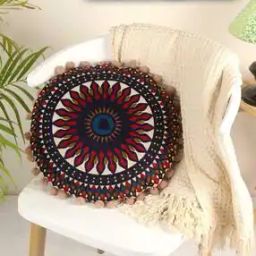 Embroidered Cotton Round Cushion Covers Pack of 1-33