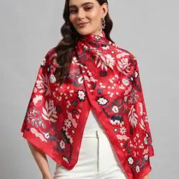 Women Floral Printed Satin Silk Scarf-picture-30