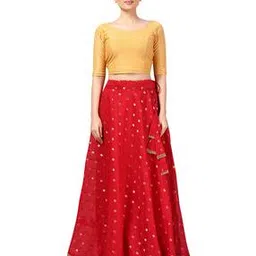 Woven Ghagra with Drawstring Waist-image-20