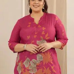 Women Floral Print Straight Tunic-image-2