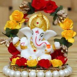 Lord Ganesha Idol on Decorative Handcrafted Plate for Home & Car-image-73