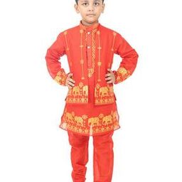 Boys Graphic Kurta Pyjama Set-image-23