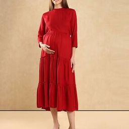 Women Tiered Dress with Waist Tie-Up-image-70