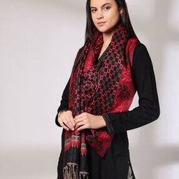 Women Geometric-Knit Winter Shawl with Tassels-10
