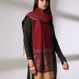 Women Winter Shawl with Paisley-Knit Border-image-36