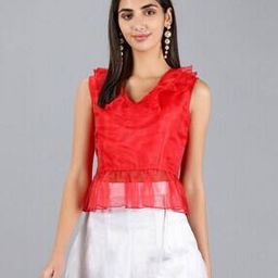 Ruffled V-Neck Crop Top-52