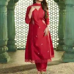 Women Embroidered Flared Kurta Set with Dupatta-image-83