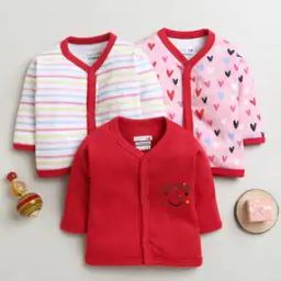 Infants Pack of 3 V-Neck T-Shirts with Snap Button Closure-image-0