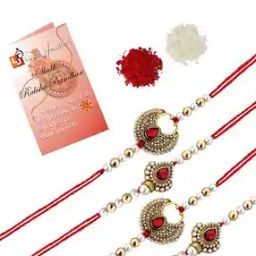 Beaded Rakhi with Greeting Card & Roli-Chawal Set-41