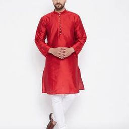 Mandarin Collar Long Kurta with Patch Pocket-picture-46