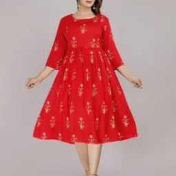 Women Block Print A-Line Dress-image-39