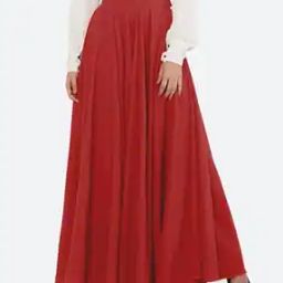 Women Pleated Flared Maxi Skirt-image-75