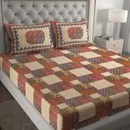 Geometric Print Double Bedsheet with Pillow Covers-image-12