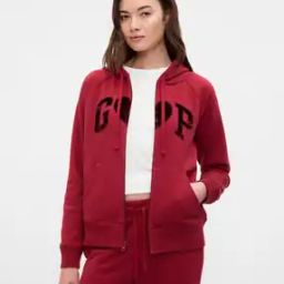 Women Brand Embroidered Regular Fit Zip-Front Hoodie-image-29