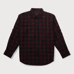 Checked Shirt with Spread Collar-image-80