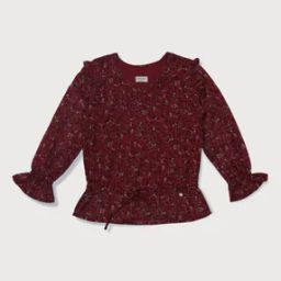 Girls Printed Top with Waist Tie-Up-image-4