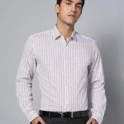Men Striped Slim Fit Shirt with Patch Pocket-image-61