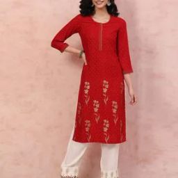 Women Floral Print Straight Kurta-image-63
